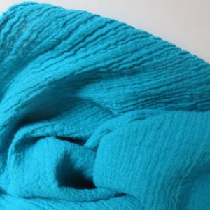 DISCOUNTED ! 100% COTTON GAUZE Fabric Blue Lagoon  (  Cut to length )  Boho Design, Scarf, Home Decor, Baby Swaddle. Head Wrap.