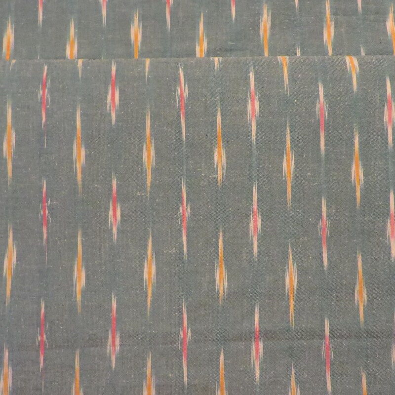 Ikat Silk Fabric – Emerald Green and Ecru Color Blend main image 1