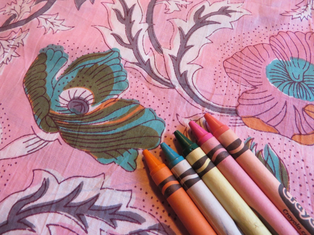Pretty POPPIES in Pink SPECIAL 6 Color Block Print Organic Cotton From ...