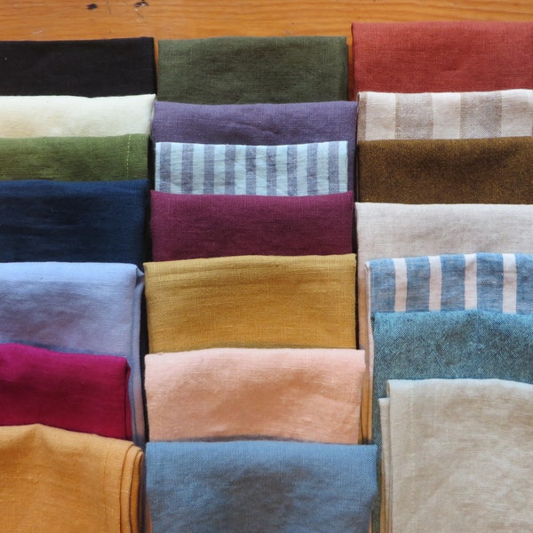 Now more Colors ! Family Style 18"x18" Color Mix Washed French Flax LINEN Napkins Mix of Colors  Buffet Service Linens