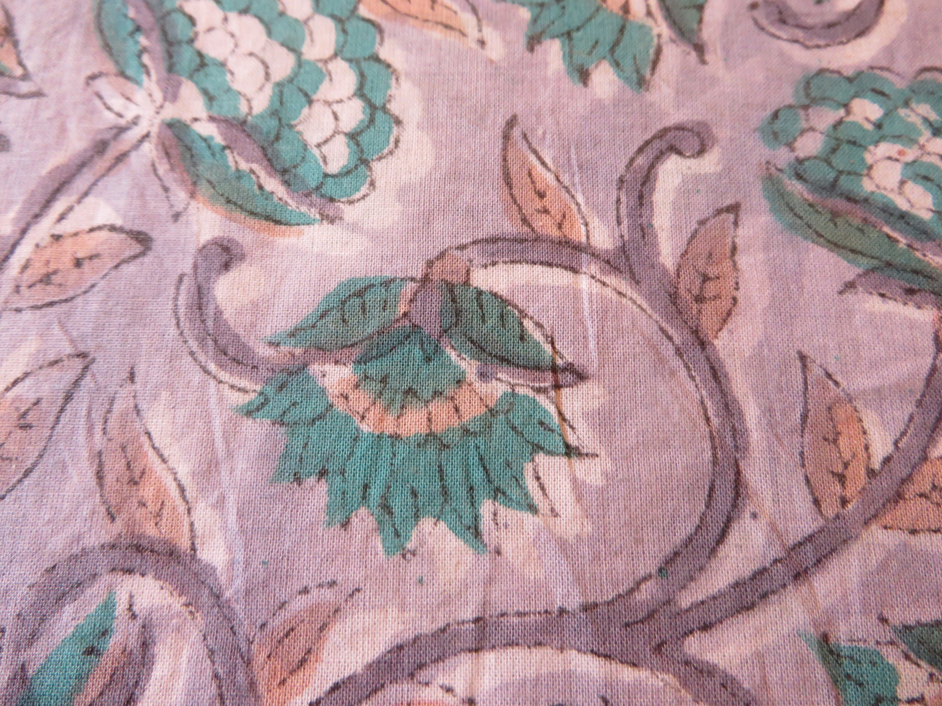 New Block Print Fabric in LOTUS Flower Print Dove Gray - Etsy