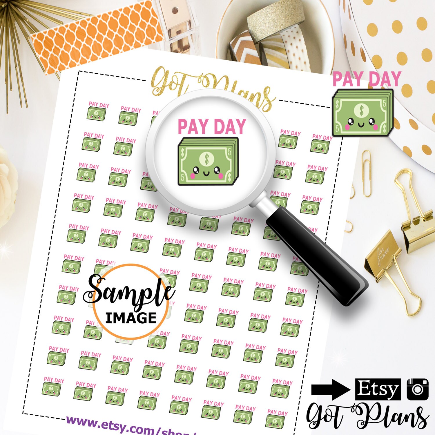 Pay Day Planner Stickers Printable Stickers Kawaii Stickers Etsy