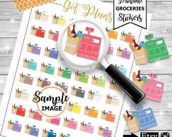 Grocery Stickers, Grocery Planner Stickers, Printable Stickers, Shopping Stickers, Item Planner Stickers, Agenda Stickers