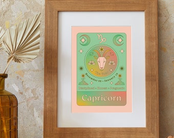 Steinbock Kunstdruck | Sternzeichen | A5 Druck | Sternzeichen | Dezember Geburtstag | Januar Geburtstag | Horoskop | Farbverlauf | Astrologie | Wandkunst