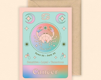 Krebs Sternzeichen Karte | Sternzeichen | Sternzeichen | Juni Geburtstagskarte | Juli Geburtstagskarte | Horoskop | Sternzeichen Geburtstagskarte | Astrologie