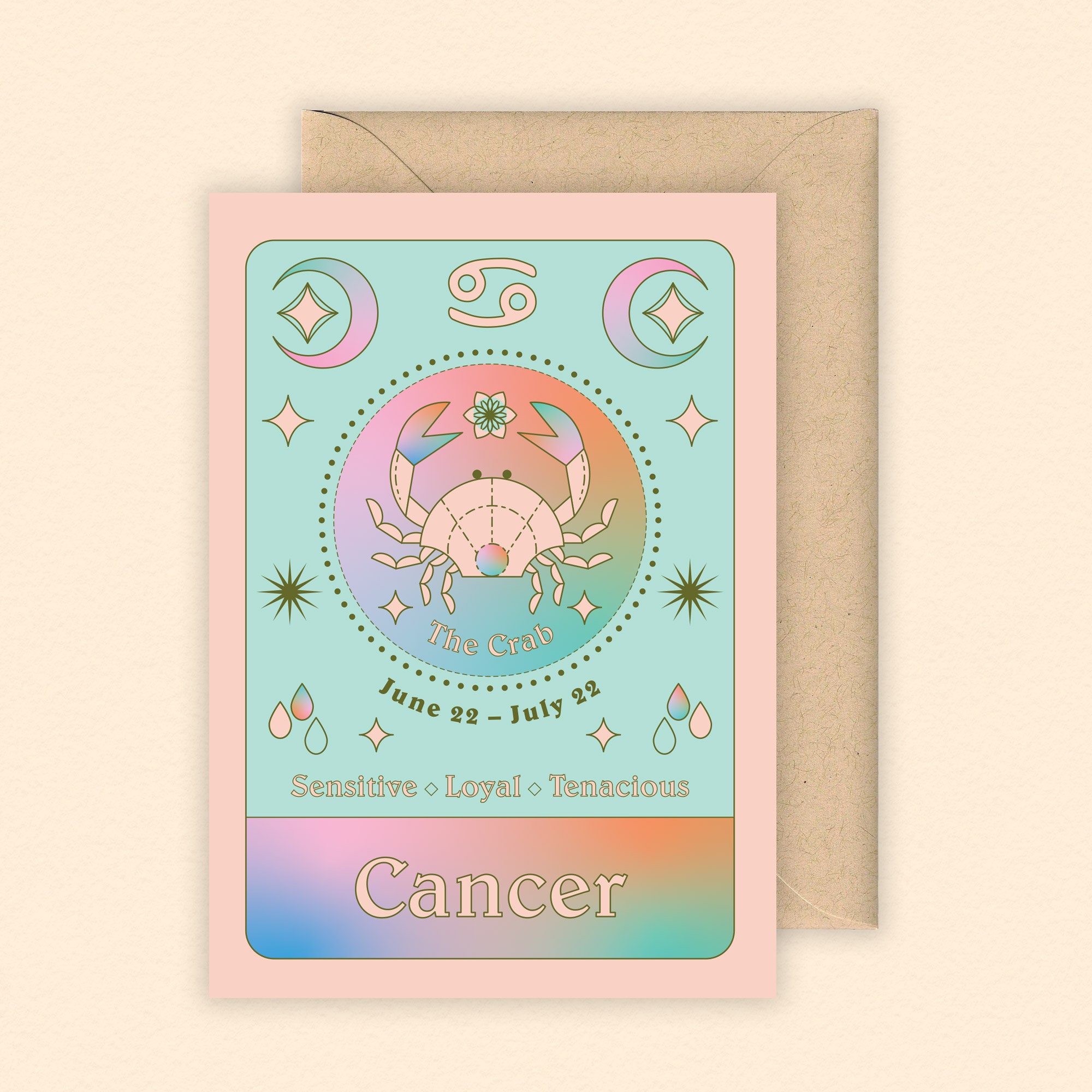 Cancer Zodiac Card Zodiac Star Sign June Birthday Card Etsy