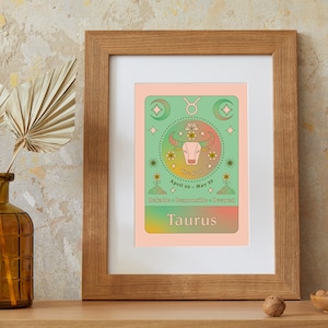 Taurus Art Print | Zodiac | A5 Print | Star Sign | April Birthday | May Birthday | Horoscope | Gradient | Astrology | Wall Art