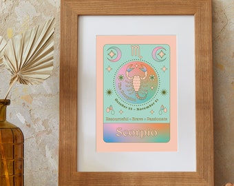 Skorpion Kunstdruck | Sternzeichen | A5 Druck | Sternzeichen | Oktober Geburtstag | November Geburtstag | Horoskop | Farbverlauf | Astrologie | Wandkunst