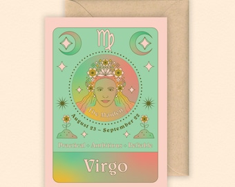 Jungfrau Sternzeichen Karte | Sternzeichen | Sternzeichen | August Geburtstagskarte | September Geburtstagskarte | Horoskop | Sternzeichen Geburtstagskarte | Astrologie