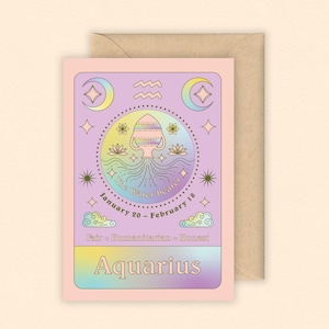 Carte du zodiaque Verseau | Zodiaque | Signe astrologique | carte d'anniversaire de janvier | d'anniversaire de février | Horoscope | Carte d'anniversaire du zodiaque | Astrologie