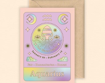 Wassermann Sternzeichen Karte | Sternzeichen | Sternzeichen | Januar Geburtstagskarte | Februar Geburtstagskarte | Horoskop | Sternzeichen Geburtstagskarte | Astrologie