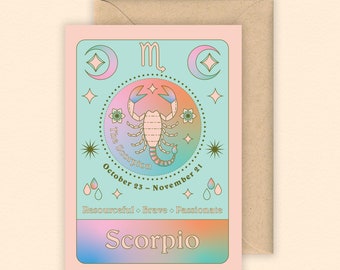 Skorpion Sternzeichen Karte | Sternzeichen | Sternzeichen | Oktober Geburtstagskarte | November Geburtstagskarte | Horoskop | Sternzeichen Geburtstagskarte | Astrologie