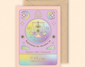 Karte Waage Sternzeichen | Sternzeichen | Sternzeichen | September Geburtstagskarte | Oktober Geburtstagskarte | Horoskop | Sternzeichen Geburtstagskarte | Astrologie