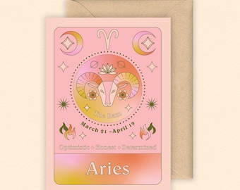 Widder Sternzeichen Karte | Sternzeichen | Sternzeichen | März Geburtstagskarte | April Geburtstagskarte | Horoskop | Sternzeichen Geburtstagskarte | Astrologie