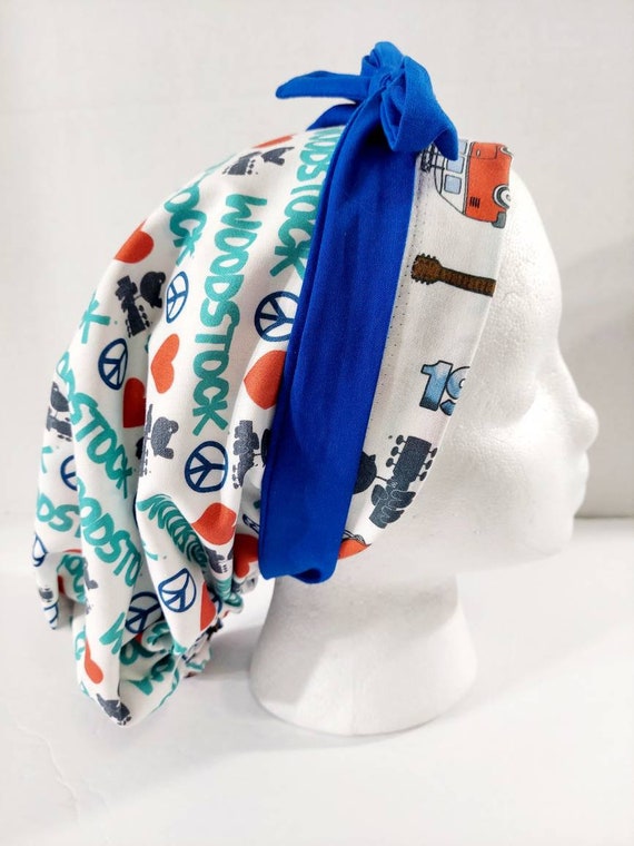Scrub Cap, Women's Bouffant Cap, Chemo Hat, Surgical Cap, Surgery Hat, Woodstock, Peace
