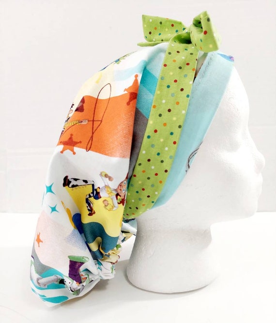 Surgery Cap, Surgery Hat, Women's Bouffant Hat, Surgical Cap, Scrub Cap, Head Covering, Face Mask, Reversible, Toy Story