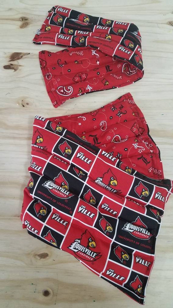 Rice-flax seed therapeutic heating/cooling pad and neck wrap, rice bag, heat pad, cold pack, Louisville Cardinals, University of Louisville