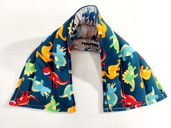 Rice-flax seed therapeutic heating-cooling pad, neck wrap, doula, massage therapy, spa, heat pad, cold pack, Dinosaurs