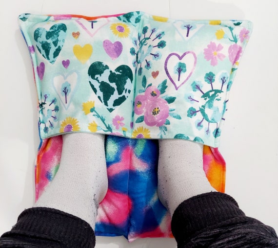Rice-flax seed therapeutic heating-cooling foot/hand warmer, rice bag, heat pad, cold pack, Tye dye