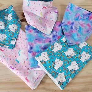 Burp cloth, burp rags, bandana bib, baby shower, baby gift, unicat, unicorn, cat, watercolor