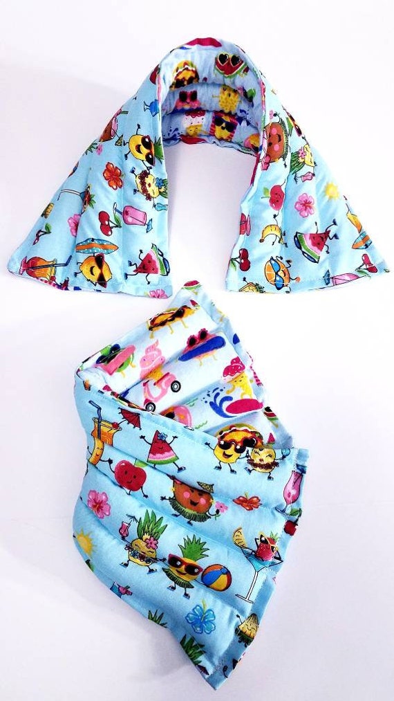Rice-flax seed therapeutic heating/cooling neck wrap, body pad, eye bag, heat pad, cold pack, rice bag, doula, beach, summer, fruit