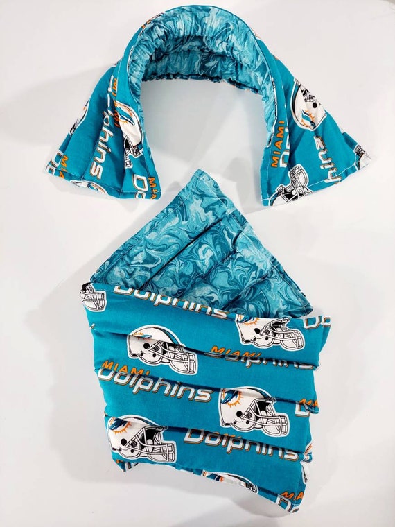 Rice-flax seed therapeutic heating-cooling pad, neck wrap, body pad, heat pad, cold pack, rice bag, Miami dolphins