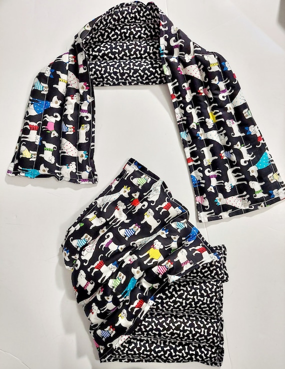Rice-flax seed therapeutic heating/cooling neck wrap, body pad, doula, heat pad, rice bag, cold pack, dogs, dog, puppy