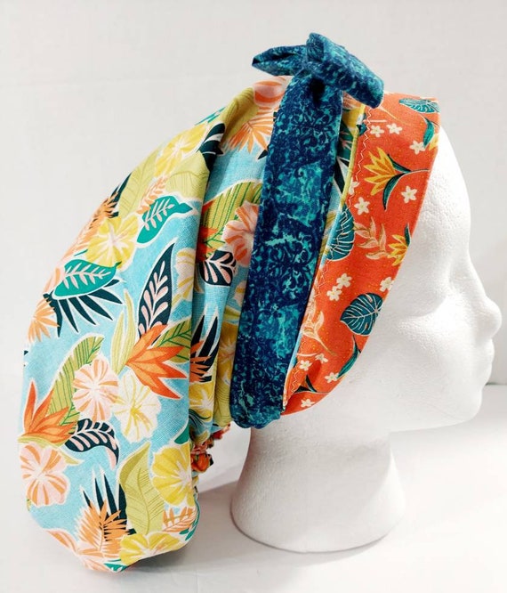 Scrub Cap, Women's Bouffant Cap, Chemo Hat, Surgical Cap, Surgery Hat, Only 1 Available, Ships Immediately, Tropical, Flowers