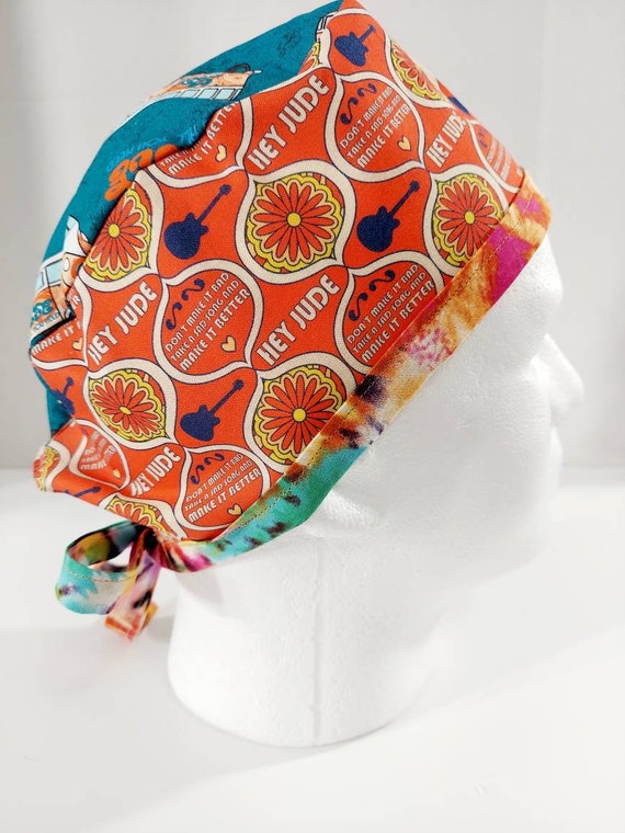 Skull Cap, Doo Rag, Scrub Cap, Surgery Hat, Surgical Cap, The Beatles. Hey Jude, VW Bus