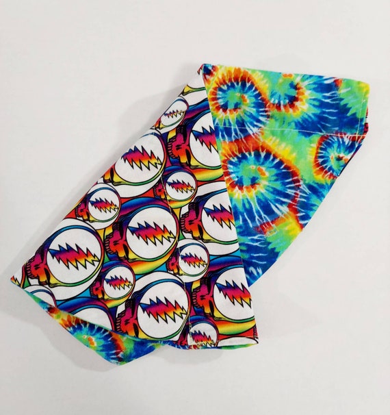 Over the Collar Bandana, Reversible, Dog Collar, Cat Collar, Dog Bandana, Pet Gift, The Dead, Tye Dye, Hippie