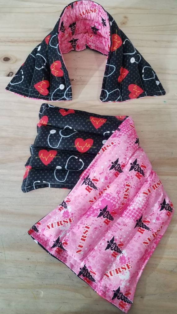 Rice-flax seed therapeutic heating/cooling neck wraps and body set, nurses, medical