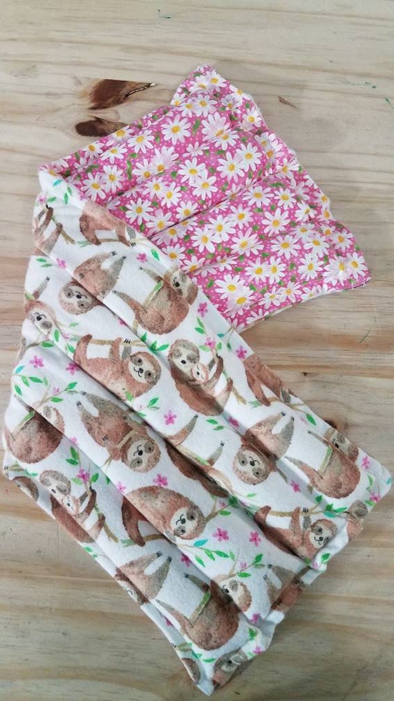 Rice-flax seed therapeutic heating/cooling neck wrap, body pad, rice bag, heat pad, cold pack, spa, doula, sloths, flowers