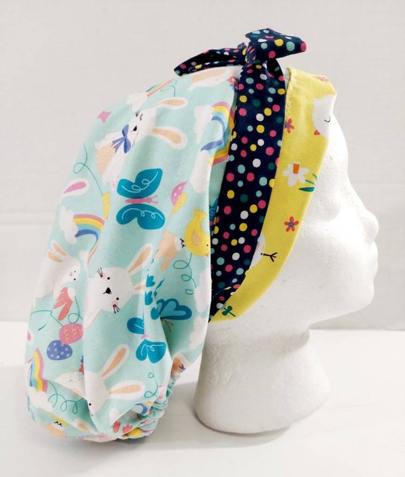 Surgical Cap, Surgery Hat, Women's Bouffant Hat, Chemo Hat, Scrub Cap, Surgical Hat, Surgery Cap, Head Covering, Easter, Bunny, Chicks