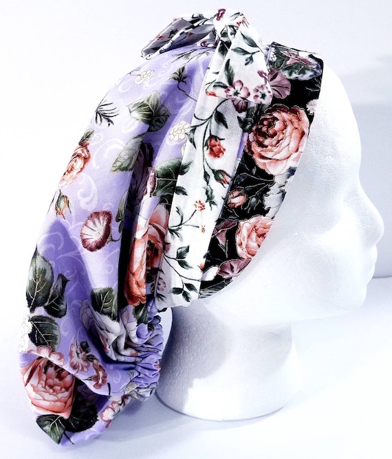 Surgical Cap, Scrub Cap, Surgery Hat, Women's Bouffant Cap, Chemo Hat, Head Covering, Reversible, Face Mask, Flowers