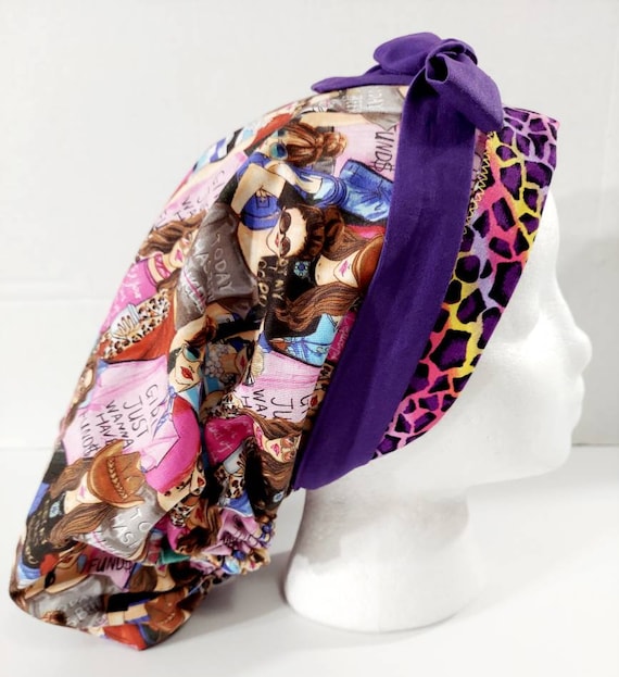 Surgery Hat,Women's Bouffant Cap, Surgical Cap, Surgery Cap, Head Covering, Chemo Hat, Sassy, Diva, Animal Print