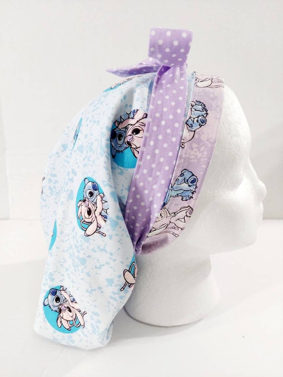 Scrub Cap, Women's Bouffant Cap, Chemo Hat, Surgical Cap, Surgery Hat, Disney, Stitch and Angel, Stitch