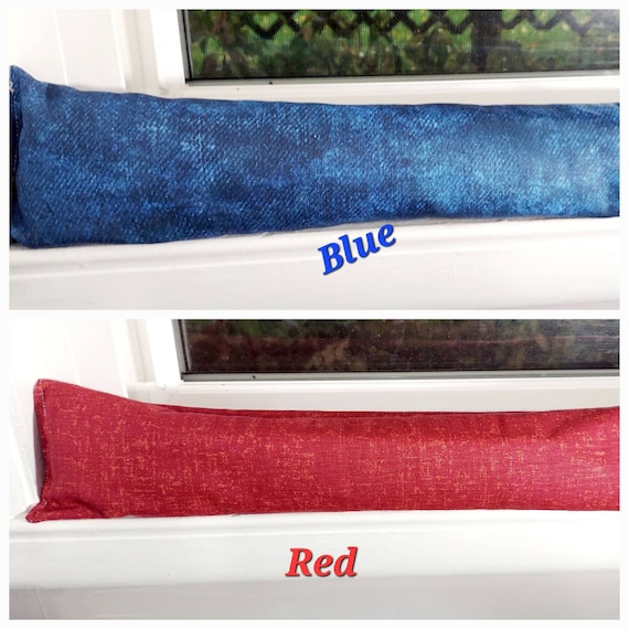 Draft Stopper, Door Draft Stopper, Window Draft Stopper, Breeze Blocker, Door Snake, Insect Repellent, CEDAR FILLED, Blue, Red