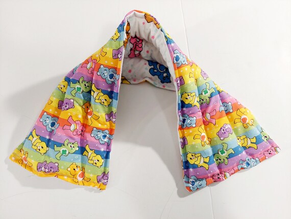 Rice-flax seed therapeutic heating/cooling neck wrap, body pad, heat pad, cold pack, rice bag, doula, Care Bears