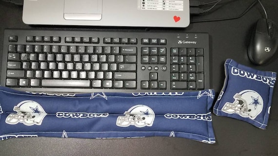 Rice-flax seed therapeutic heating/cooling wrist supports, mouse pad wrist supports, keyboard wrist supports, ergonomic, Dallas Cowboys