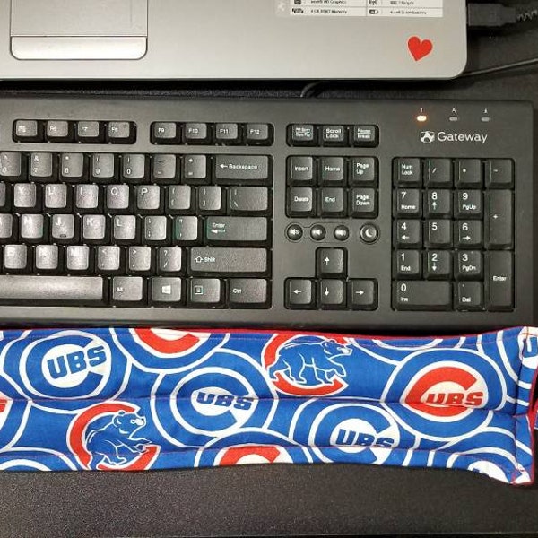 Rice-flax seed therapeutic heating/cooling wrist supports, keyboard wrist support, mouse pad support, ergonomic, office gift, Chicago Cubs