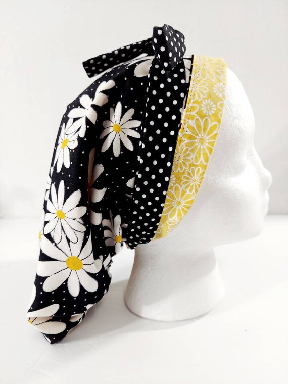 Scrub Cap, Women's Bouffant Cap, Chemo Hat, Surgical Cap, Surgery Hat, Face Mask, Daisy