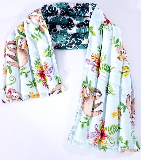 Sloth, rice-flax seed therapeutic heating/cooling neck wrap, body pad, rice bag, heat pad, cold pack, doula, spa, massage