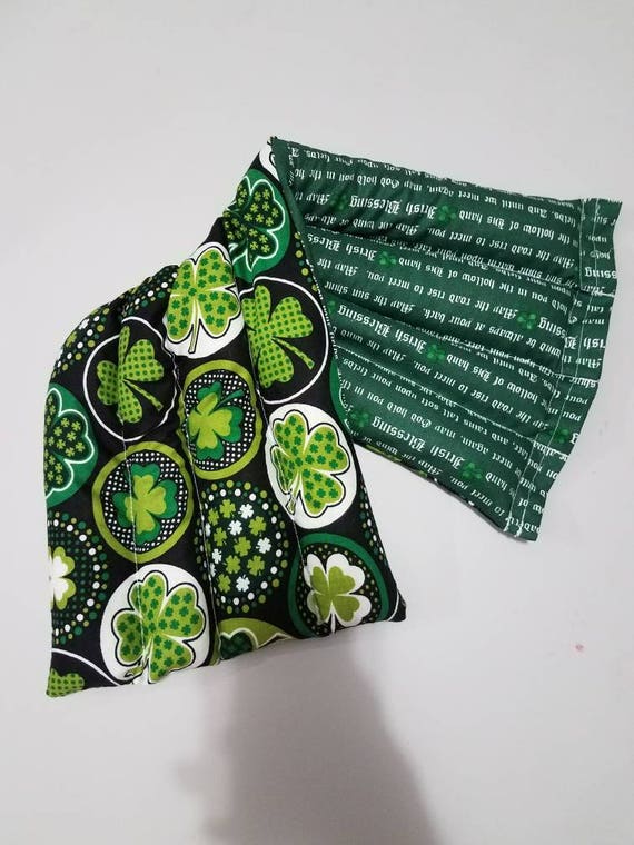 Rice-flax seed therapeutic heating-cooling pad Irish blessing, shamrock, St Patrick's day, Irish Blessing
