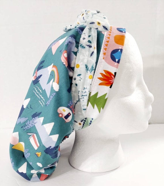 Scrub Cap, Women's Bouffant Cap, Chemo Hat, Surgical Cap, Surgery Hat, Camper, RV, Mountains, Camping