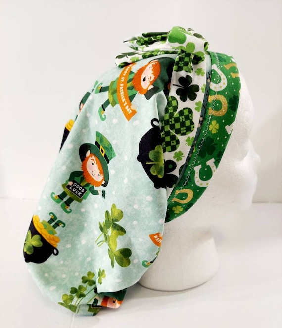 Scrub Cap, Women's Bouffant Cap, Chemo Hat, Head Covering, Surgical Cap, Surgery Hat, Face Mask, St. Patrick's Day, Shamrocks