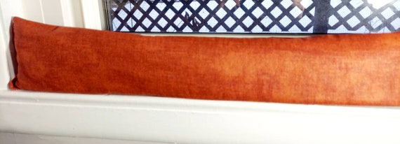 Draft Stopper, Breeze Blocker, Window Draft Stopper,Door Draft Stopper, Door Snake, Insect Repellent, FILLED W/CEDAR, Brick Red/Orange
