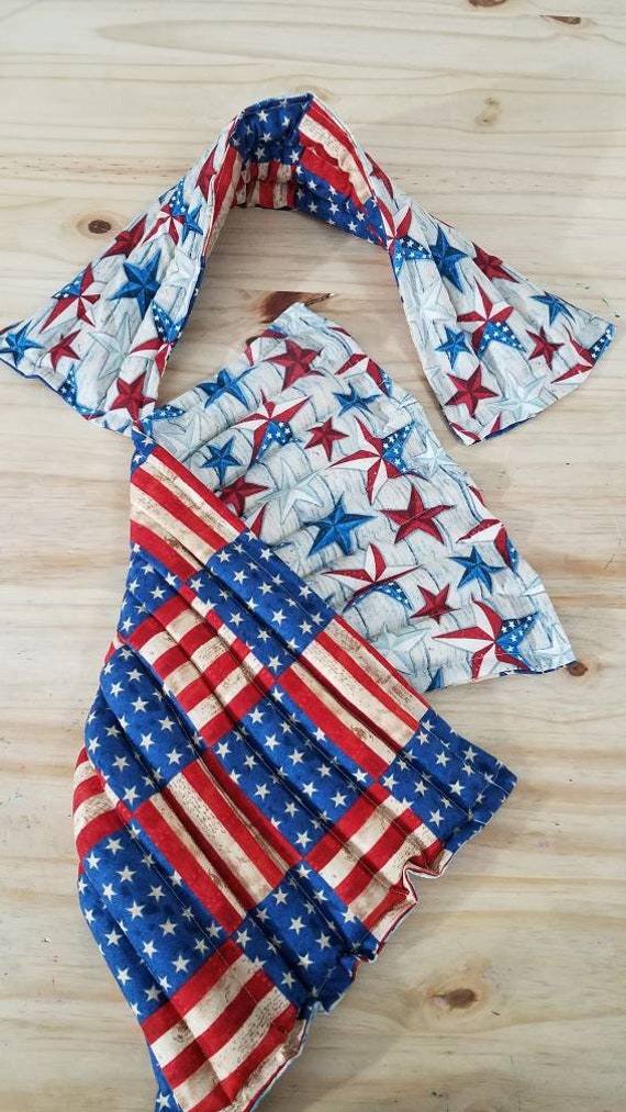 Rice-flax seed therapeutic heating-cooling pad, neck wrap, heat pad, cold pack, rice bag, USA, American Flag, Patriotic