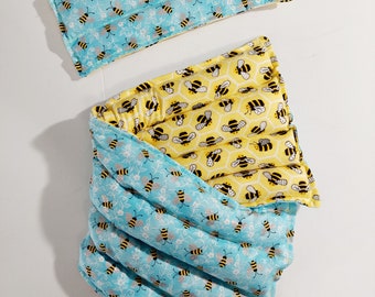 Rice-flax seed therapeutic heating-cooling pad, neck wrap, heat pad, cold pack, rice bag, doula, eye bag, bees, spring