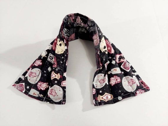 Rice-flax seed therapeutic heating/cooling neck wrap, body pad, rice bag, heat pad, cold pack, crystals skulls, gothic