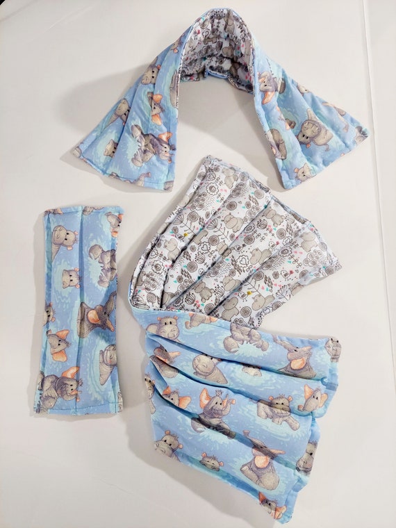 Rice-flax seed therapeutic heating-cooling pad, rice bag, heat pad, cold pack, doula, hippos, elephants